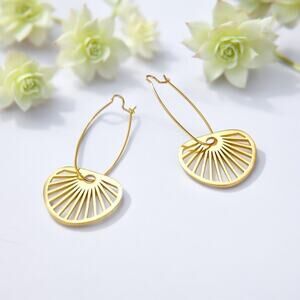 NEW 18K yellow gold plated circle drop hoop earrings jewelry B8A